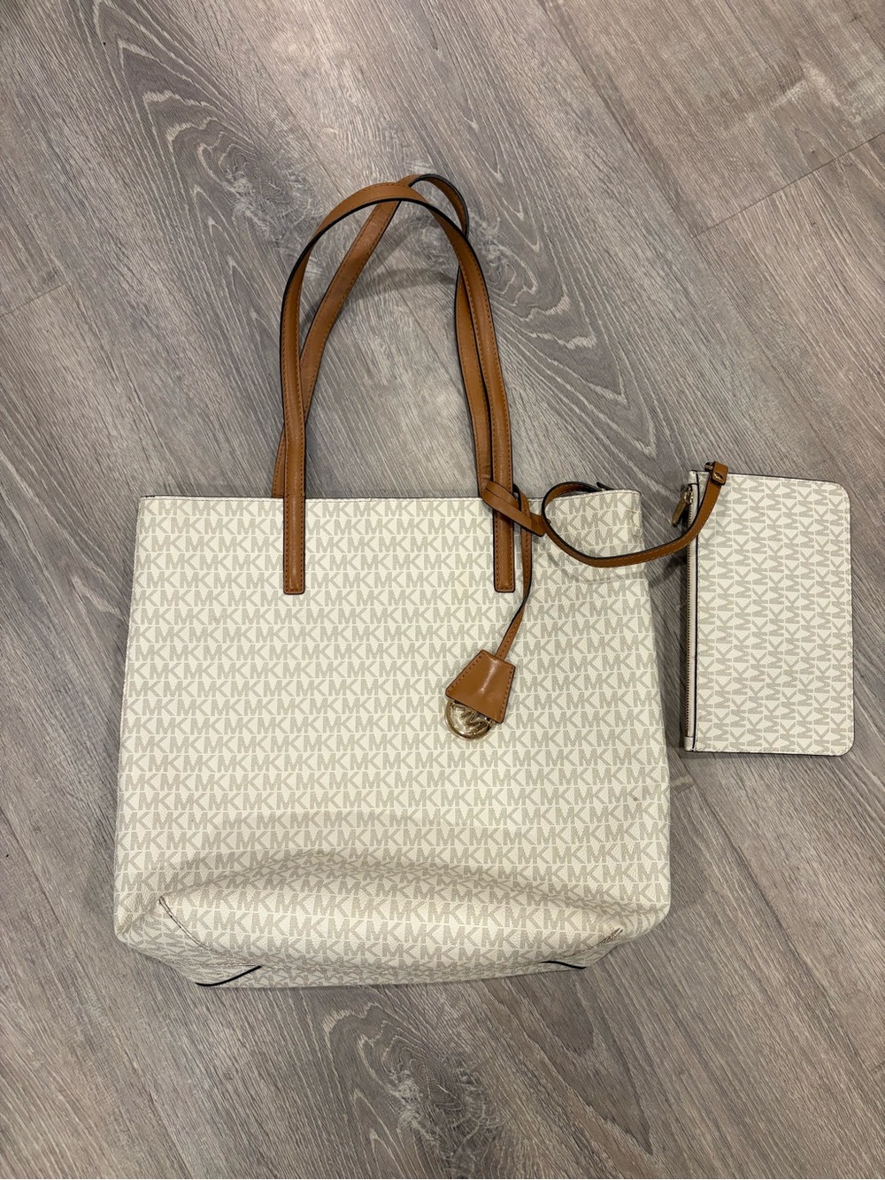 Michael Kors Cream and Brown Classic Tote